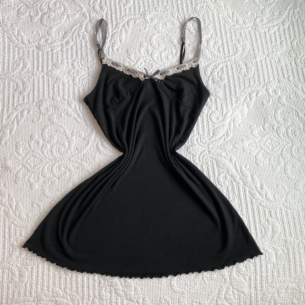 Y2K Old Navy Intimates Black & Gingham Slip Dress